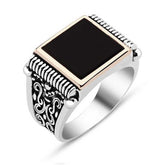 Silver Black Stone Men's Ring